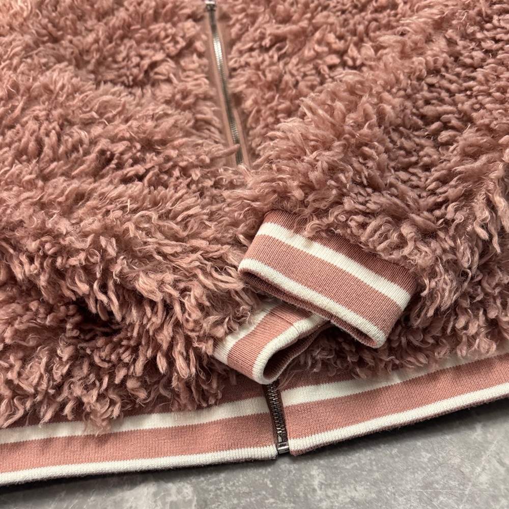 Zara Basic Fuzzy Zip-Up Jacket Medium - image 3